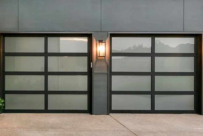 Modern glass garage doors